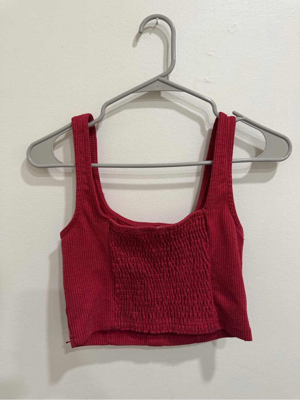Ribbed Button-Front Micro Top — Deep Red - Picture 3 of 3